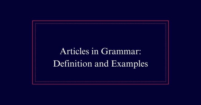 Articles in Grammar