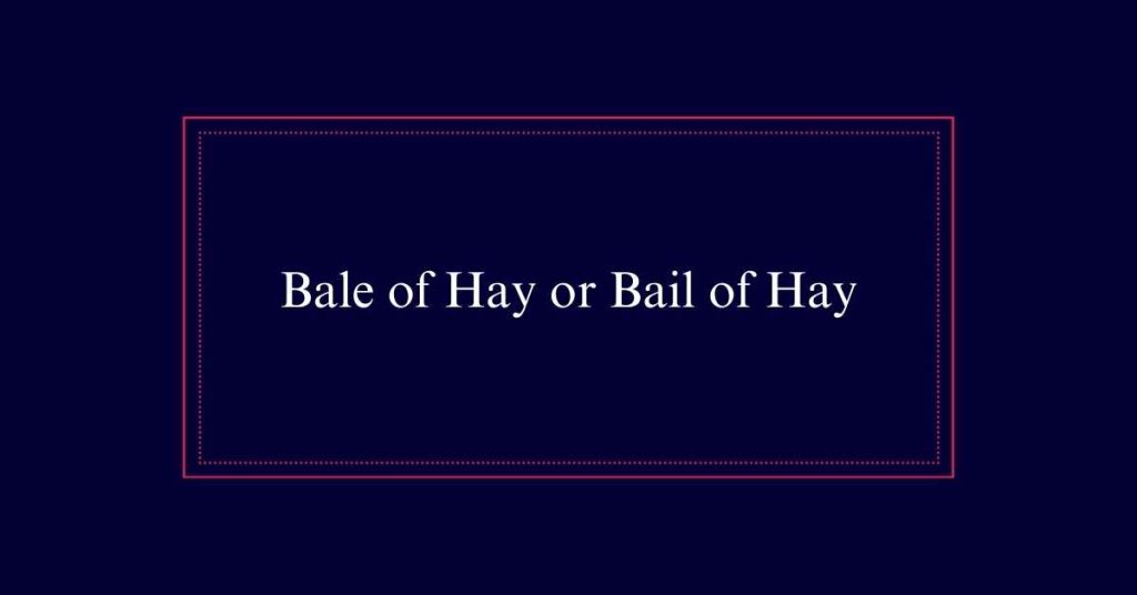 Bale of Hay or Bail of Hay