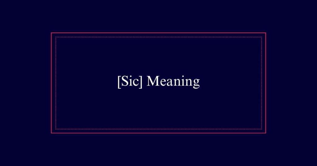 Meaning of SIC